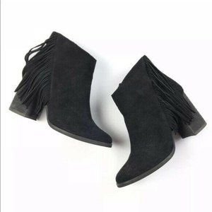 Arturo Chiang Black Fringe Suede Booties - 8.5M